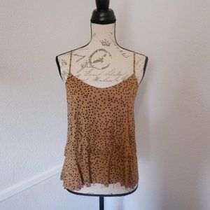 Brown w/ Black Polka-Dotted Flowy Tank